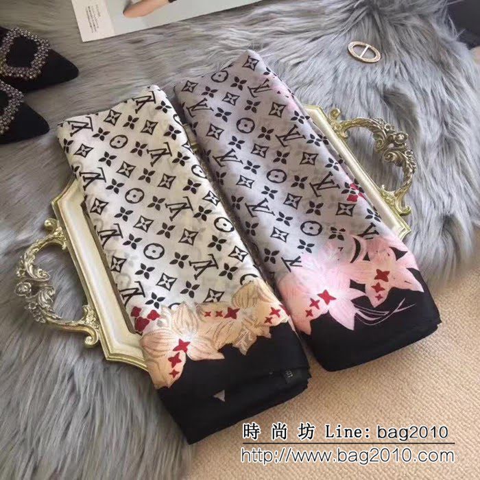 路易威登LV熱賣款經典真絲系列 經典老花四葉草桑蠶絲絲巾 LLWJ6349